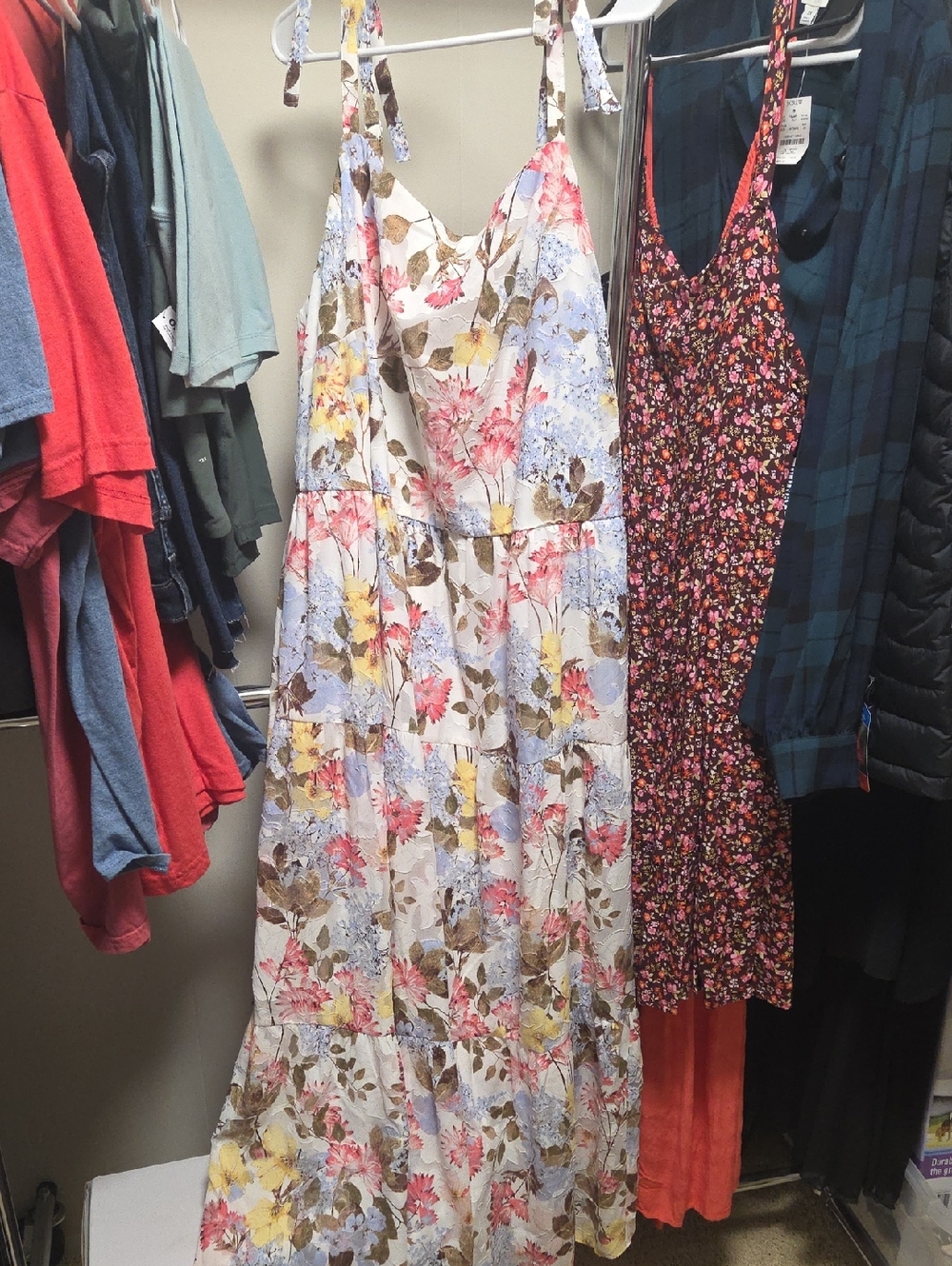 Lane Bryant Floral Maxi Dress in Cream, Pink, Yellow, Blue